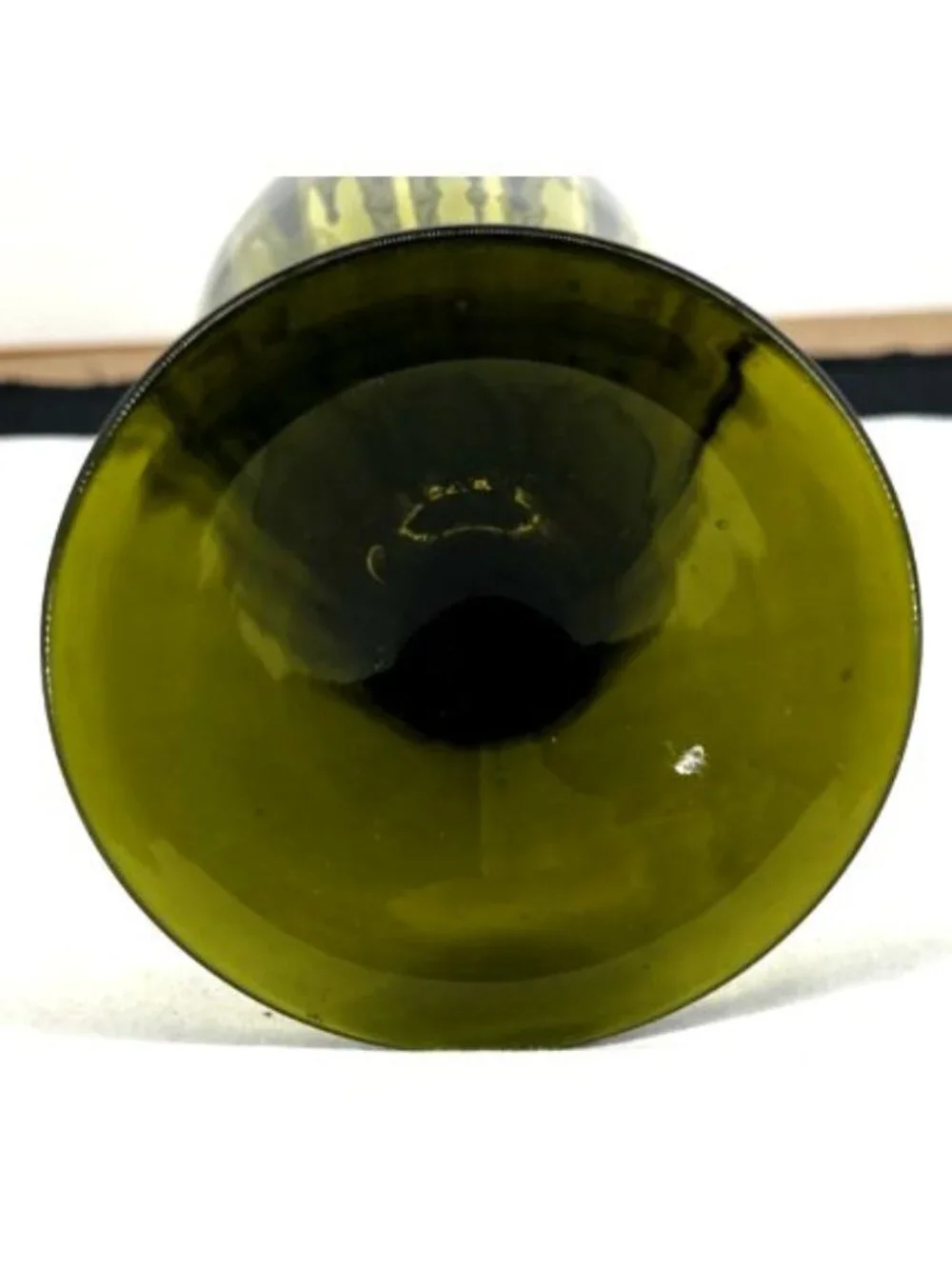 Empoli Vase Green Optic Art Glass Vase 15” Footed Ribbed MCM Vintage